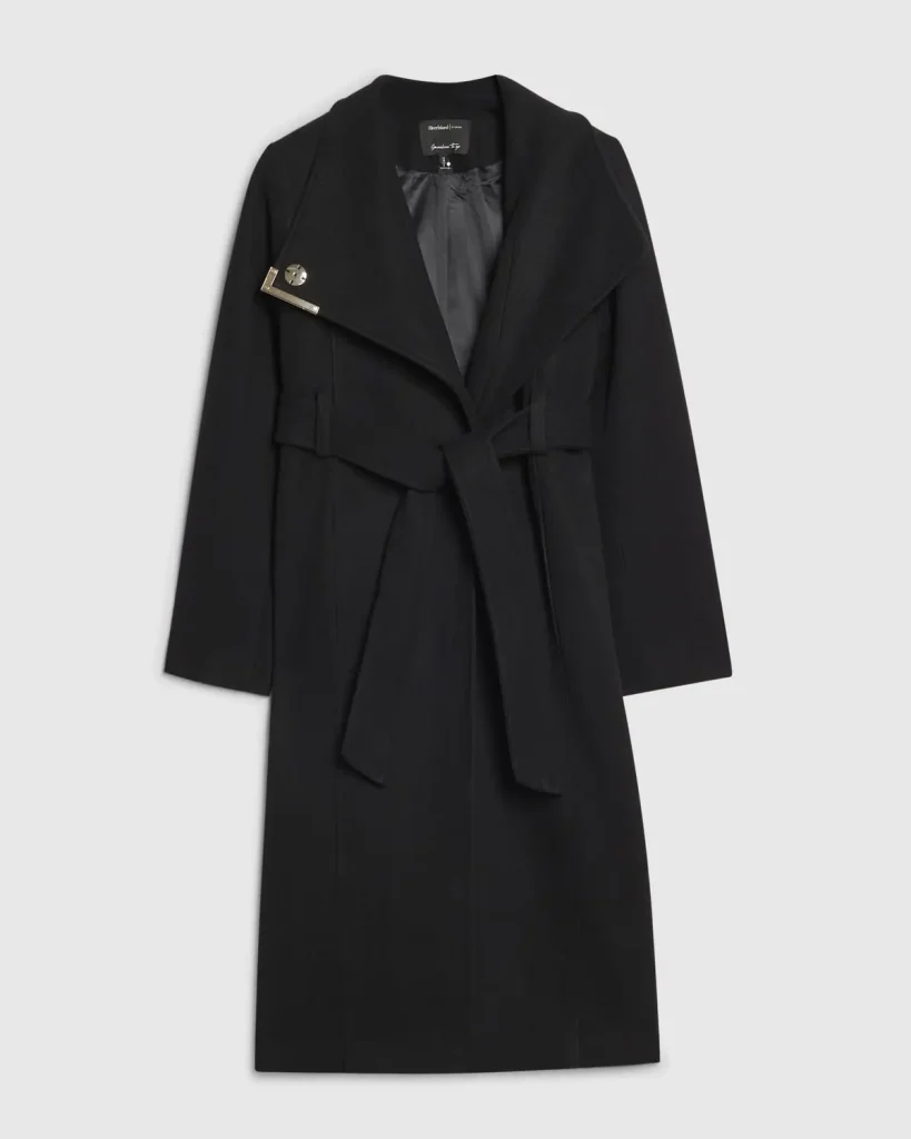 پالتو بلند کمربنددار مدل روپوش – مشکی